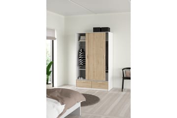 Tetsu Garderobe 121x200 cm - Hvit/Natur - Oppbevaring - Klesoppbevaring - Garderober & garderobesystem