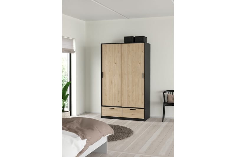 Tetsu Garderobe 121x200 cm - Mørk grå/Natur - Oppbevaring - Klesoppbevaring - Garderober & garderobesystem