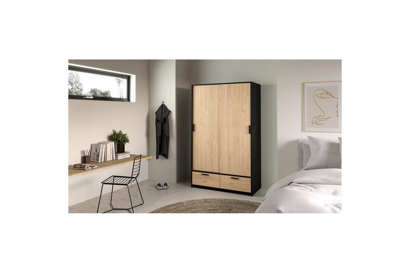 Tetsu Garderobe 121x200 cm - Mørk grå/Natur - Oppbevaring - Klesoppbevaring - Garderober & garderobesystem
