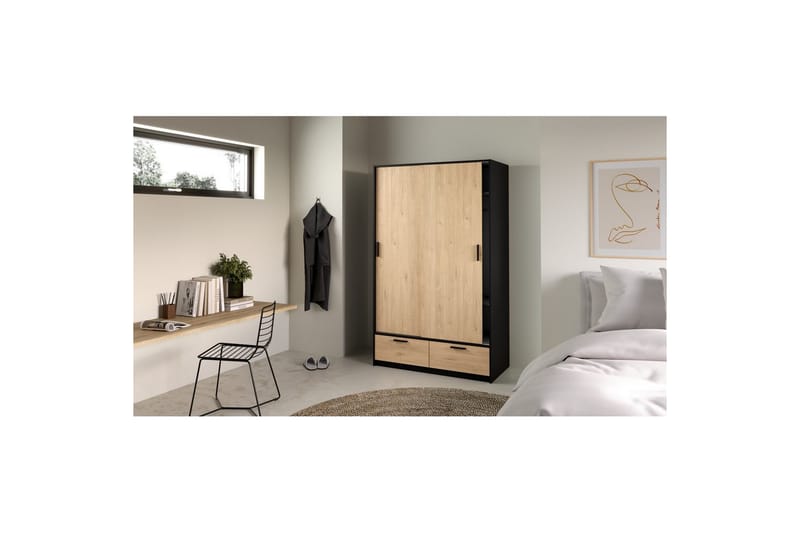 Tetsu Garderobe 121x200 cm - Mørk grå/Natur - Oppbevaring - Klesoppbevaring - Garderober & garderobesystem