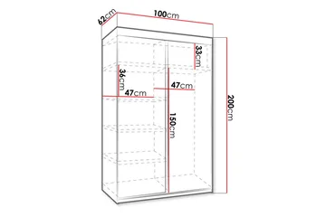 Top Garderobe 100x62x200 cm - Oppbevaring - Klesoppbevaring - Garderober & garderobesystem