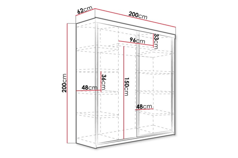 Top Garderobe 200x62x200 cm - Oppbevaring - Klesoppbevaring - Garderober & garderobesystem