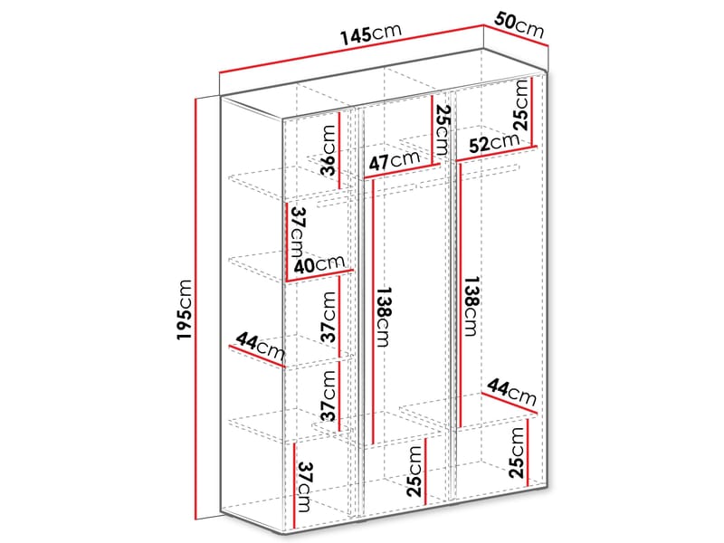 Travic Garderobeskap 145 cm - Oppbevaring - Klesoppbevaring - Garderober & garderobesystem
