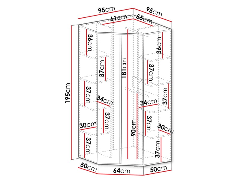 Travic Garderobeskap 95 cm - Oppbevaring - Klesoppbevaring - Garderober & garderobesystem - Hjørnegarderobe