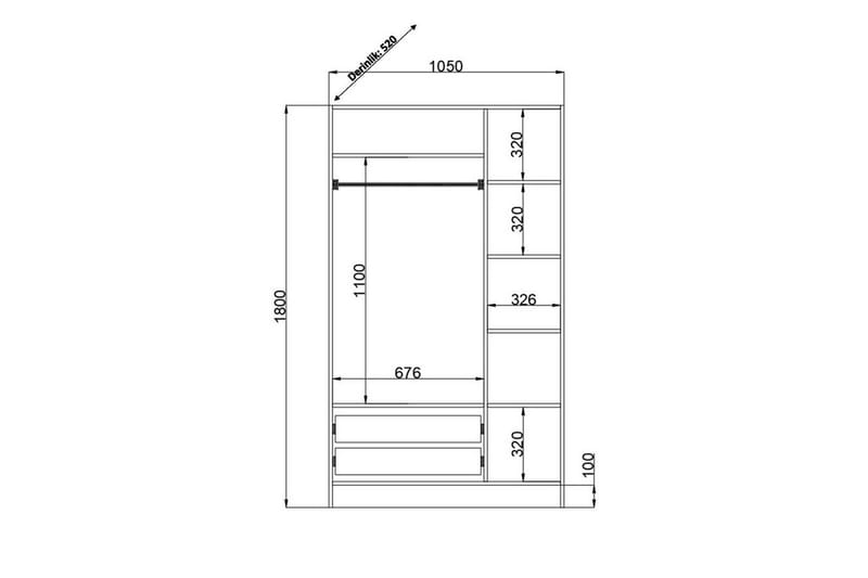 Travric Garderobe 105x180 cm - Matt Hvit - Oppbevaring - Klesoppbevaring - Garderober & garderobesystem