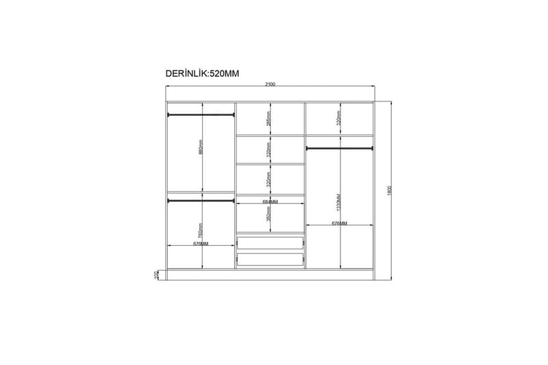 Travric Garderobe 210x180 cm - Matt Hvit - Oppbevaring - Klesoppbevaring - Garderober & garderobesystem