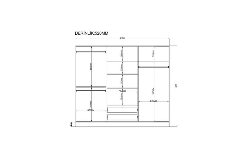 Travric Garderobe 210x180 cm - Matt Hvit - Oppbevaring - Klesoppbevaring - Garderober & garderobesystem