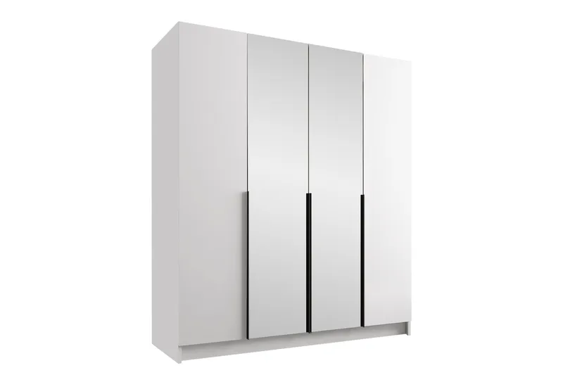 Vadstena Garderobe med Speil 200 cm - Hvit/Svart - Oppbevaring - Klesoppbevaring - Garderober & garderobesystem