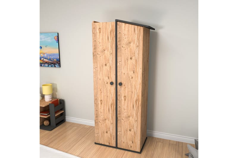 Valerin Garderobe 72x179,8 cm - Brun/Antrasitt - Oppbevaring - Klesoppbevaring - Garderober & garderobesystem