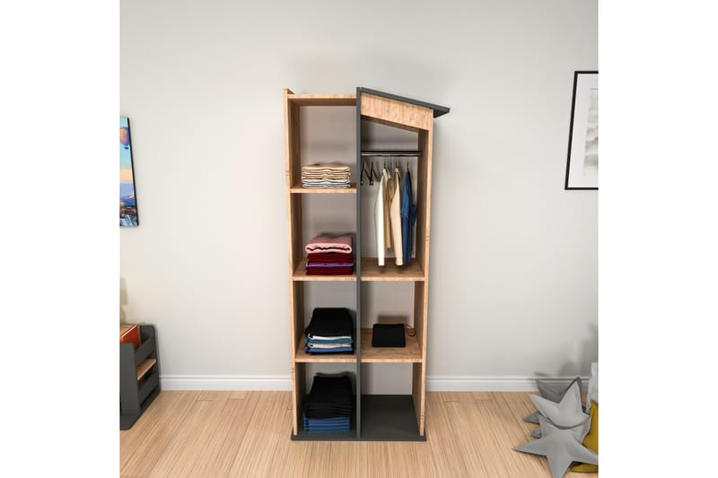 Valerin Garderobe 72x179,8 cm - Brun/Antrasitt - Oppbevaring - Klesoppbevaring - Garderober & garderobesystem