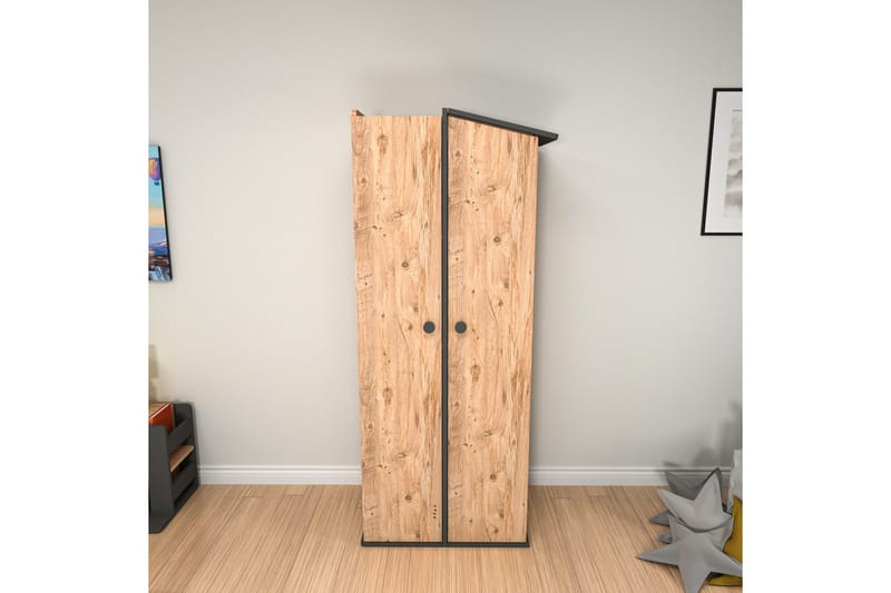 Valerin Garderobe 72x179,8 cm - Brun/Antrasitt - Oppbevaring - Klesoppbevaring - Garderober & garderobesystem