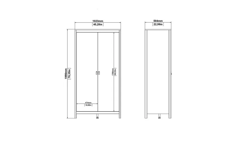 Vallvidera Garderobe 102,3x199 cm - Svart - Oppbevaring - Klesoppbevaring - Garderober & garderobesystem