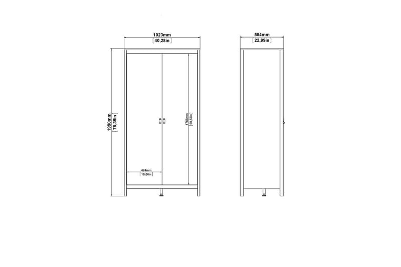 Vallvidera Garderobe 102,3x199 cm - Svart - Oppbevaring - Klesoppbevaring - Garderober & garderobesystem