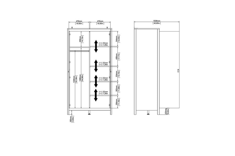 Vallvidera Garderobe 102,3x199 cm - Svart - Oppbevaring - Klesoppbevaring - Garderober & garderobesystem