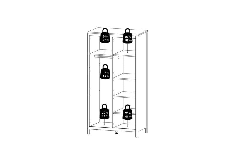 Vallvidera Garderobe 102,3x199 cm - Svart - Oppbevaring - Klesoppbevaring - Garderober & garderobesystem