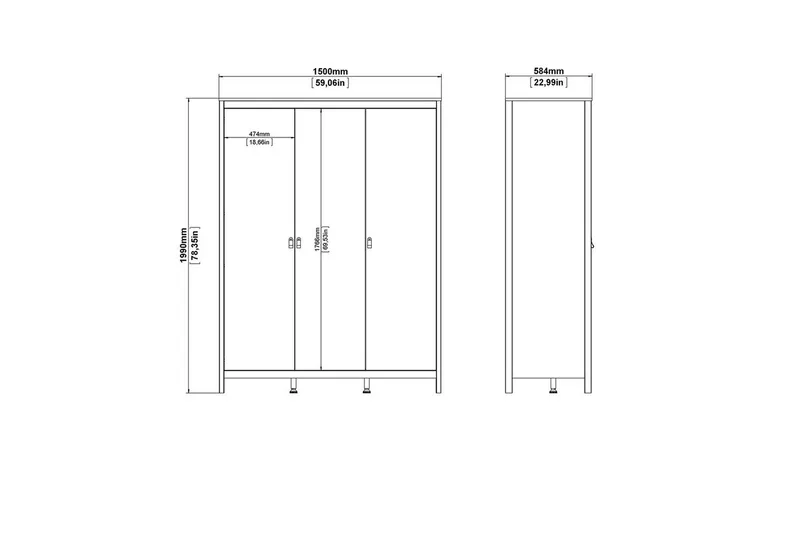 Vallvidera Garderobe 150x199 cm - Svart - Oppbevaring - Klesoppbevaring - Garderober & garderobesystem