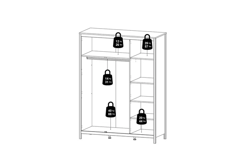 Vallvidera Garderobe 150x199 cm - Svart - Oppbevaring - Klesoppbevaring - Garderober & garderobesystem