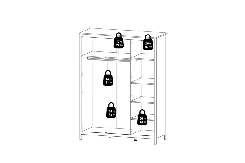 Vallvidera Garderobe 150x199 cm - Svart - Oppbevaring - Klesoppbevaring - Garderober & garderobesystem
