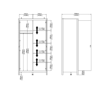 Vallvidera Garderobe med 2 dører 102x199 cm - Oppbevaring - Klesoppbevaring - Garderober & garderobesystem - Garderobeskap & klesskap