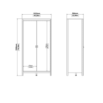 Vallvidera Garderobe med 2 dører 102x199 cm - Oppbevaring - Klesoppbevaring - Garderober & garderobesystem - Garderobeskap & klesskap