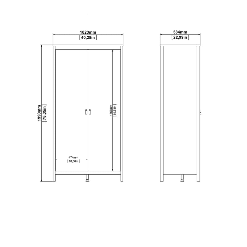 Vallvidera Garderobe med 2 dører 102x199 cm - Oppbevaring - Klesoppbevaring - Garderober & garderobesystem - Garderobeskap & klesskap