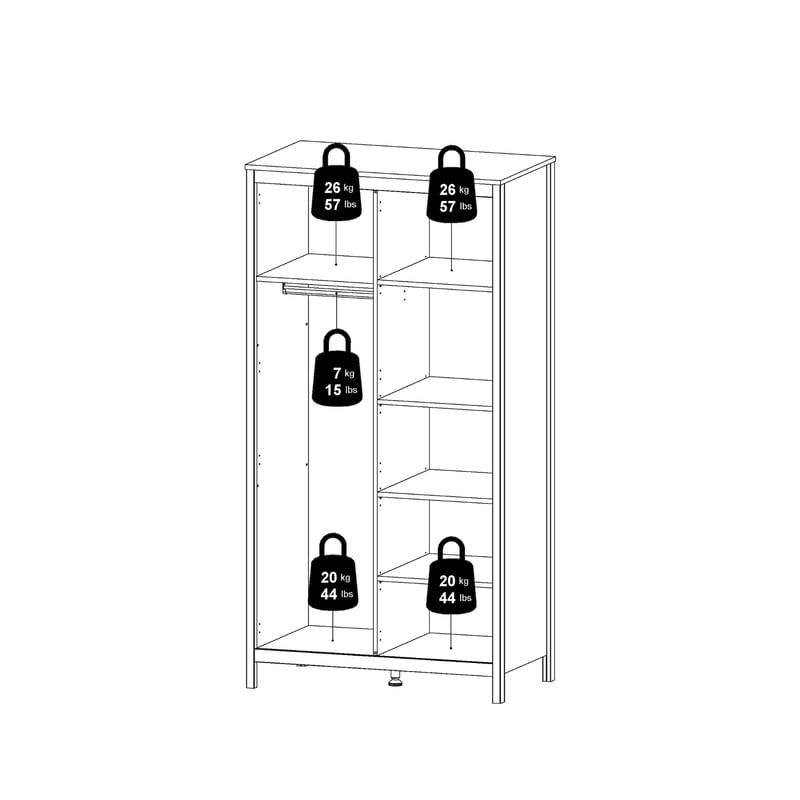 Vallvidera Garderobe med 2 dører 102x199 cm - Oppbevaring - Klesoppbevaring - Garderober & garderobesystem - Garderobeskap & klesskap