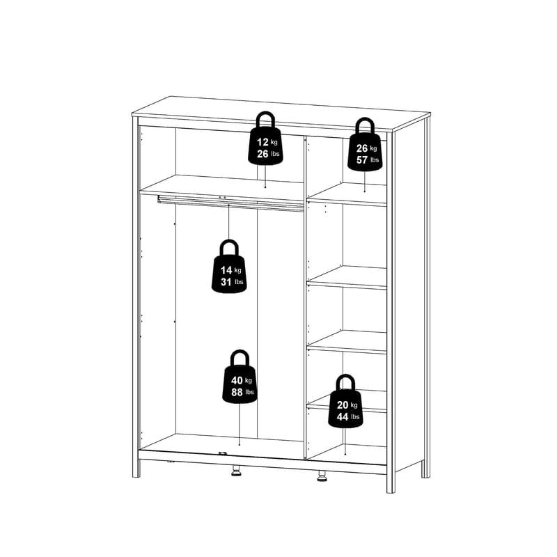 Vallvidera Garderobe med 3 dører 150x199 cm - Oppbevaring - Klesoppbevaring - Garderober & garderobesystem - Garderobeskap & klesskap