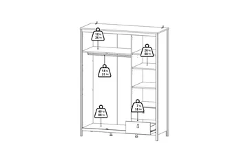 Vallvidera Garderobe med Speil 150x199 cm - Beige - Oppbevaring - Klesoppbevaring - Garderober & garderobesystem