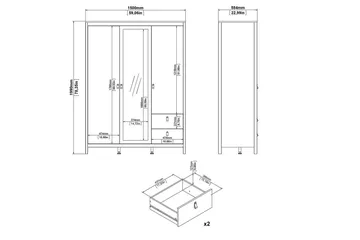 Vallvidera Garderobe med Speil 150x199 cm - Beige - Oppbevaring - Klesoppbevaring - Garderober & garderobesystem