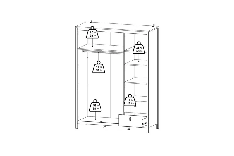 Vallvidera Garderobe med Speil 150x199 cm - Beige - Oppbevaring - Klesoppbevaring - Garderober & garderobesystem