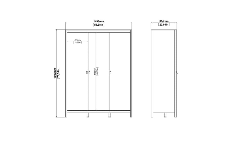Vallvidera garderobeskap 58x150 cm - Hvit - Oppbevaring - Klesoppbevaring - Garderober & garderobesystem
