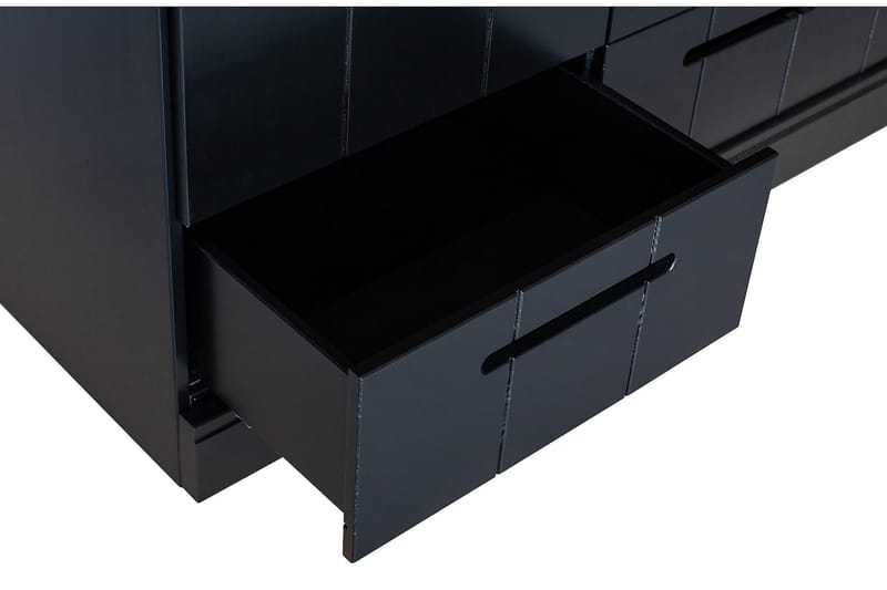 Varius Garderobe 140x53 cm 3 Dører - Furu/Svart - Oppbevaring - Klesoppbevaring - Garderober & garderobesystem