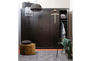 Varius Garderobe 140x53 cm 3 Dører - Furu/Svart - Oppbevaring - Klesoppbevaring - Garderober & garderobesystem
