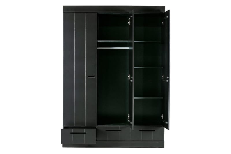 Varius Garderobe 140x53 cm 3 Dører - Furu/Svart - Oppbevaring - Klesoppbevaring - Garderober & garderobesystem