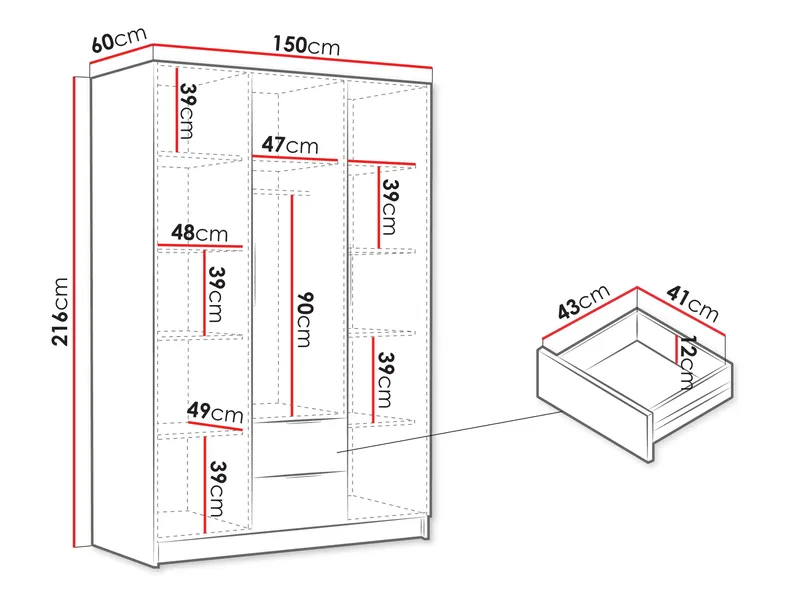 Varros Garderobeskap 150x216 cm - Hvit - Oppbevaring - Klesoppbevaring - Garderober & garderobesystem