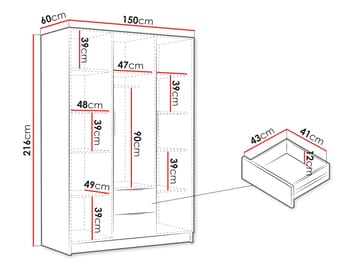 Varros Garderobeskap 150x216 cm i Malt Tre - Svart - Oppbevaring - Klesoppbevaring - Garderober & garderobesystem