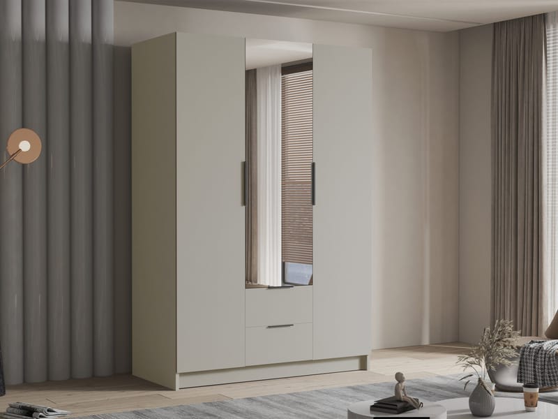 Varros Garderobeskapeskap med speil 150x216 cm - Beige - Oppbevaring - Klesoppbevaring - Garderober & garderobesystem