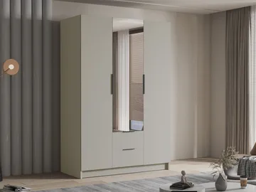 Varros Garderobeskapeskap med speil 150x216 cm - Beige - Oppbevaring - Klesoppbevaring - Garderober & garderobesystem