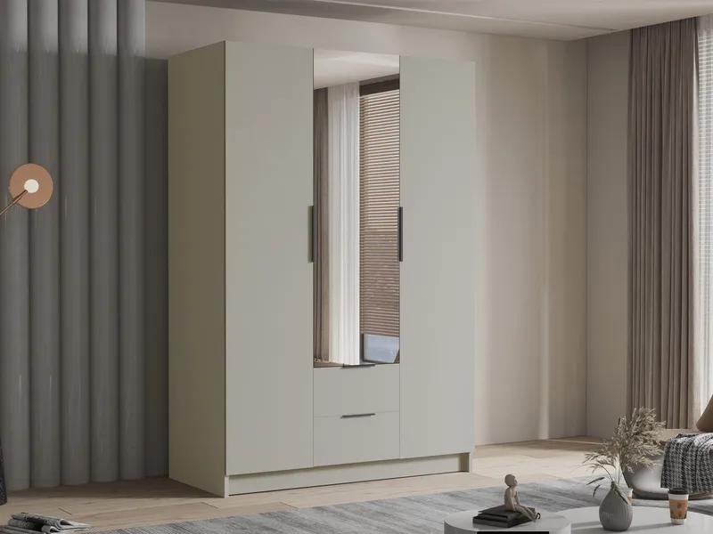 Varros Garderobeskapeskap med speil 150x216 cm - Beige - Oppbevaring - Klesoppbevaring - Garderober & garderobesystem