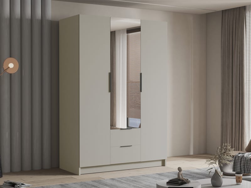 Varros Garderobeskapeskap med speil 150x216 cm - Beige - Oppbevaring - Klesoppbevaring - Garderober & garderobesystem