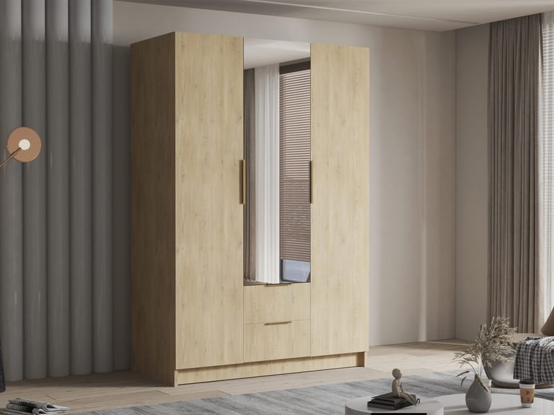 Varros Garderobeskapeskap med speil 150x216 cm - Brun - Oppbevaring - Klesoppbevaring - Garderober & garderobesystem