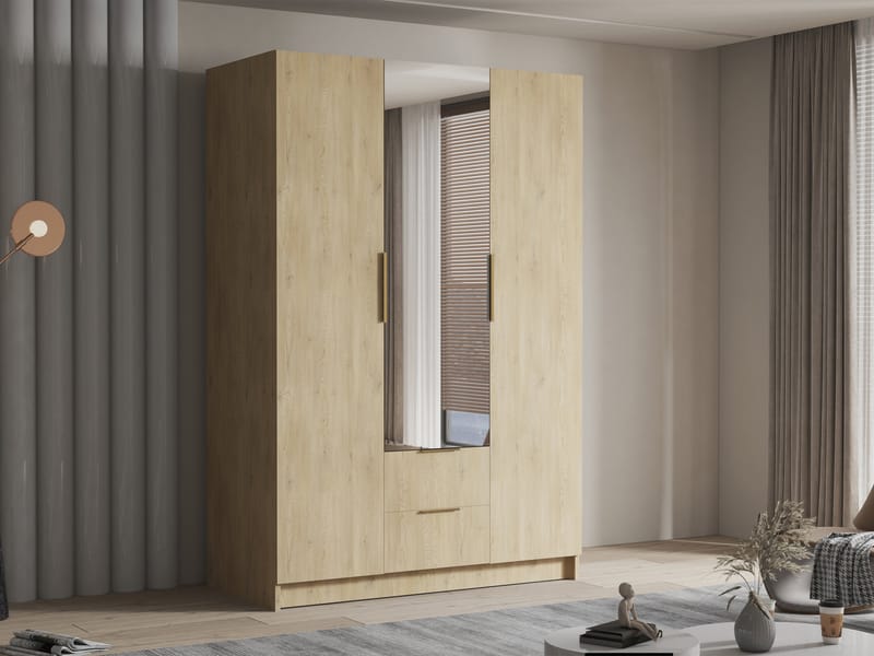 Varros Garderobeskapeskap med speil 150x216 cm - Brun - Oppbevaring - Klesoppbevaring - Garderober & garderobesystem