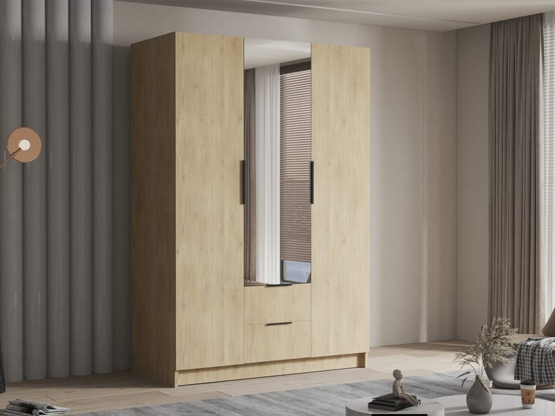 Varros Garderobeskapeskap med speil 150x216 cm - Brun - Oppbevaring - Klesoppbevaring - Garderober & garderobesystem