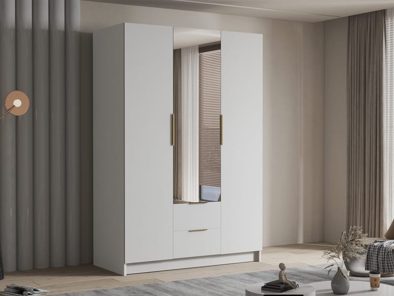 Varros Garderobeskapeskap med speil 150x216 cm - Hvit - Oppbevaring - Klesoppbevaring - Garderober & garderobesystem
