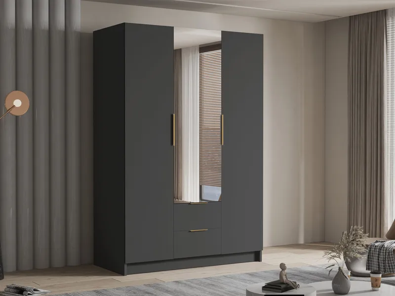 Varros Garderobeskapeskap med speil 150x216 cm - Svart - Oppbevaring - Klesoppbevaring - Garderober & garderobesystem