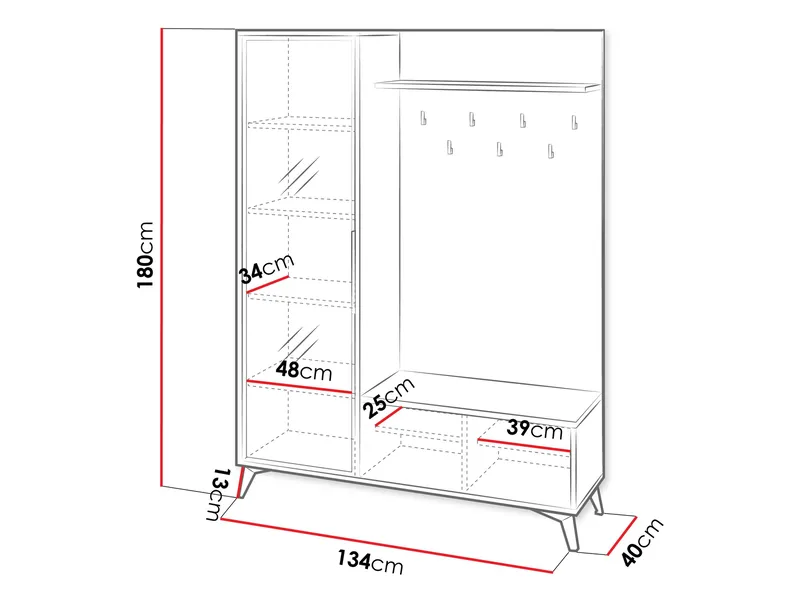 Vemdalen Entrémøbelsett 180 cm - Oppbevaring - Klesoppbevaring - Garderober & garderobesystem