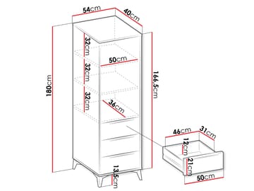 Vemdalen Garderobe 54x180 cm - brun - Oppbevaring - Klesoppbevaring - Garderober & garderobesystem - Garderobeskap & klesskap