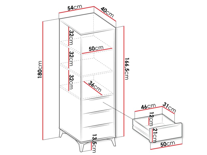 Vemdalen Garderobe 54x180 cm - brun - Oppbevaring - Klesoppbevaring - Garderober & garderobesystem - Garderobeskap & klesskap