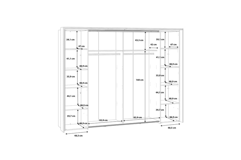 Vergina Garderobe 62x280 cm - Brun/Svart - Oppbevaring - Klesoppbevaring - Garderober & garderobesystem