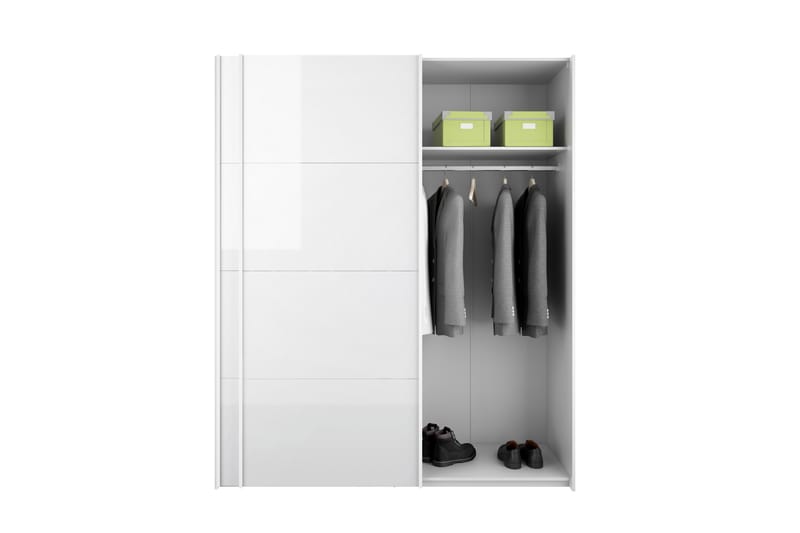Verona Garderob 182 cm 2 Høyglansdører 2 Hyller - Hvit - Oppbevaring - Klesoppbevaring - Garderober & garderobesystem